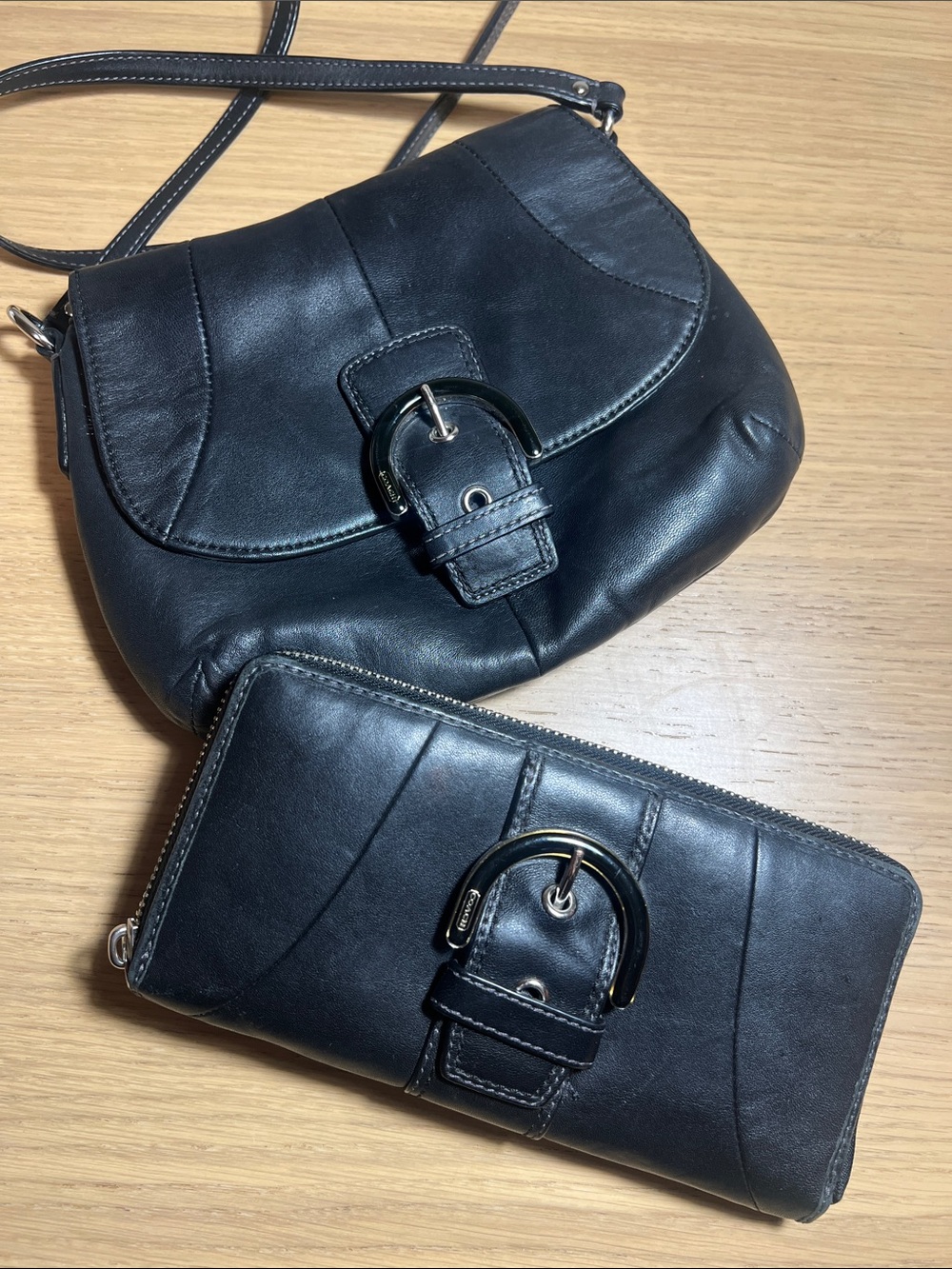 COACH Vintage Y2K Soho Crossbody & Wallet Black Leather Matching Bundle 🖤